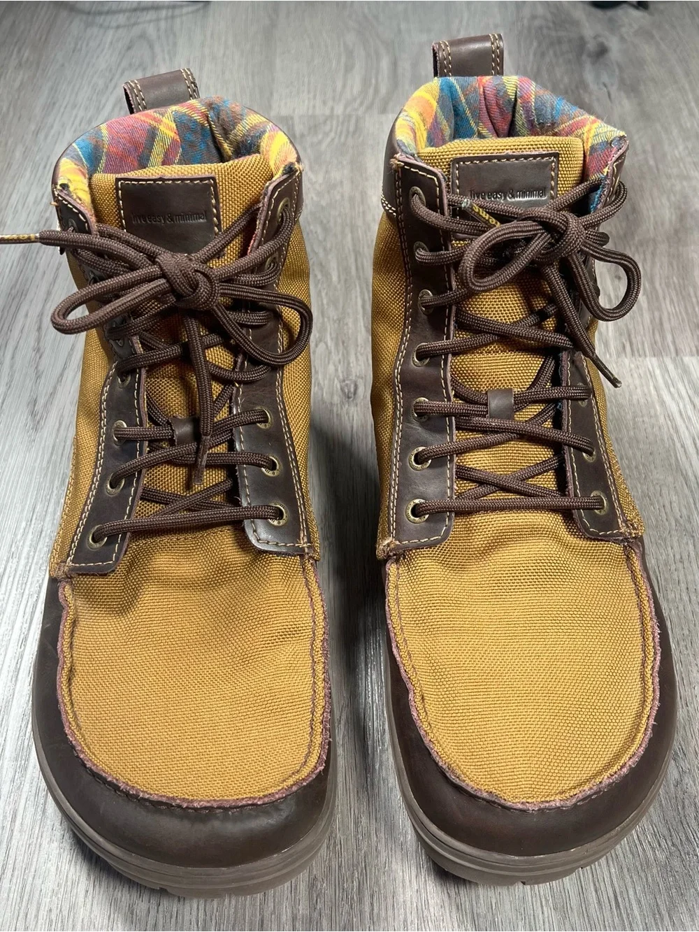 Lems Boulder Boot Buckeye Vegan Boots Mens Size 12 Minimalist Barefoot Tan Brown